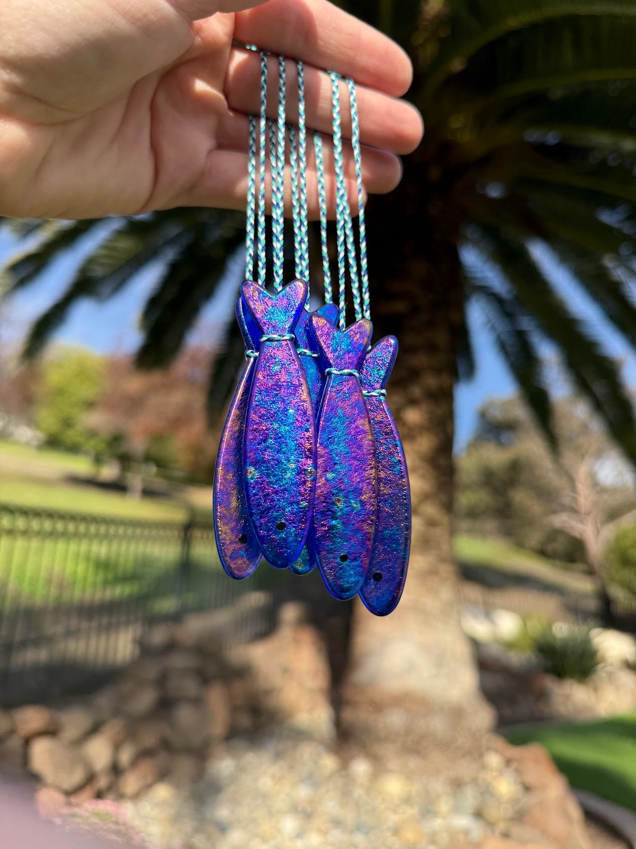 Handmade Stained Glass Sardine Suncatcher– Choose Your Color, Glittery Dichroic or a Mystery! Comes packaged in their own Metal Tin!
