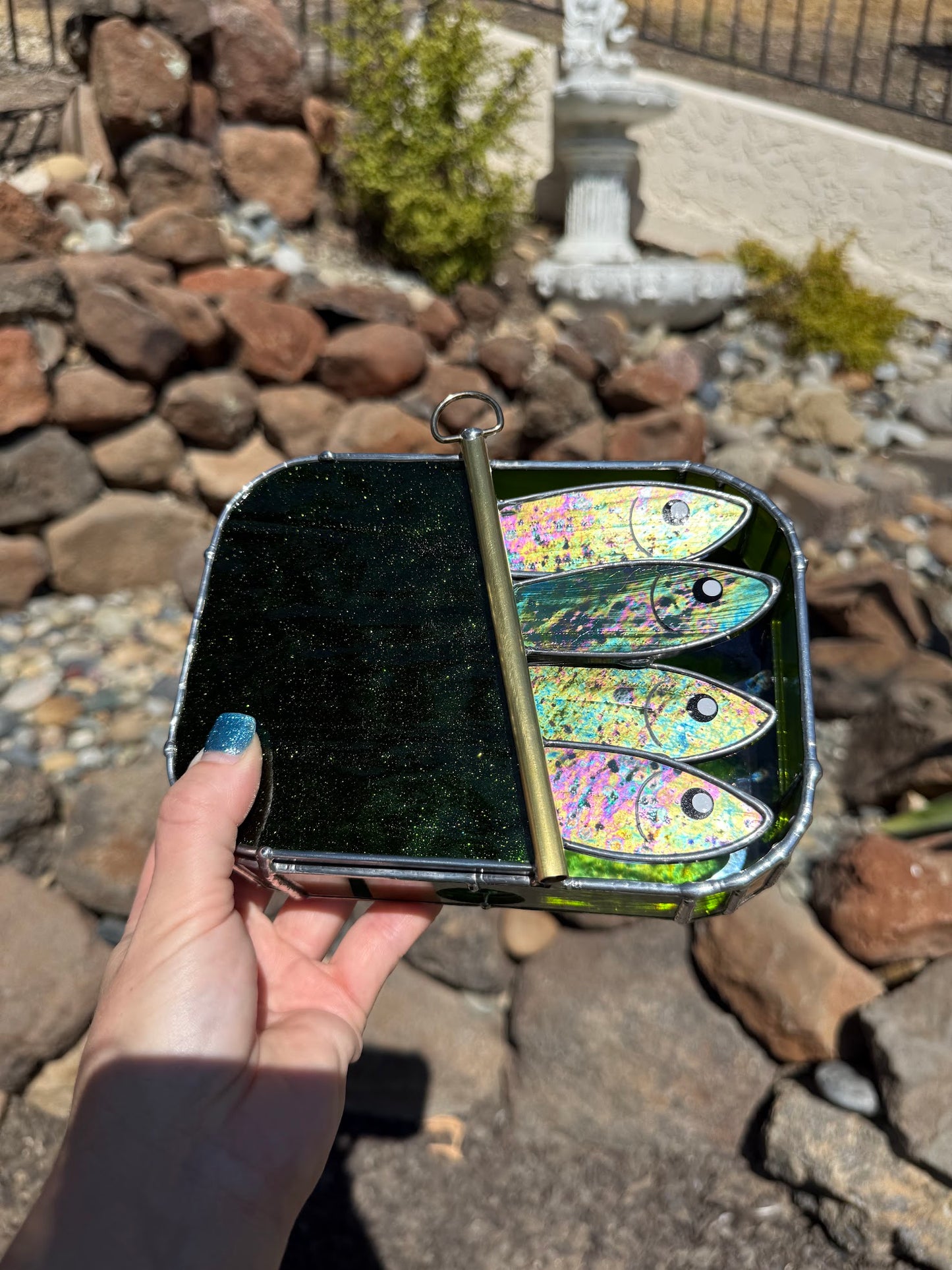 #029 Glittery Green-dine 3D Tinned Sardine Lamp