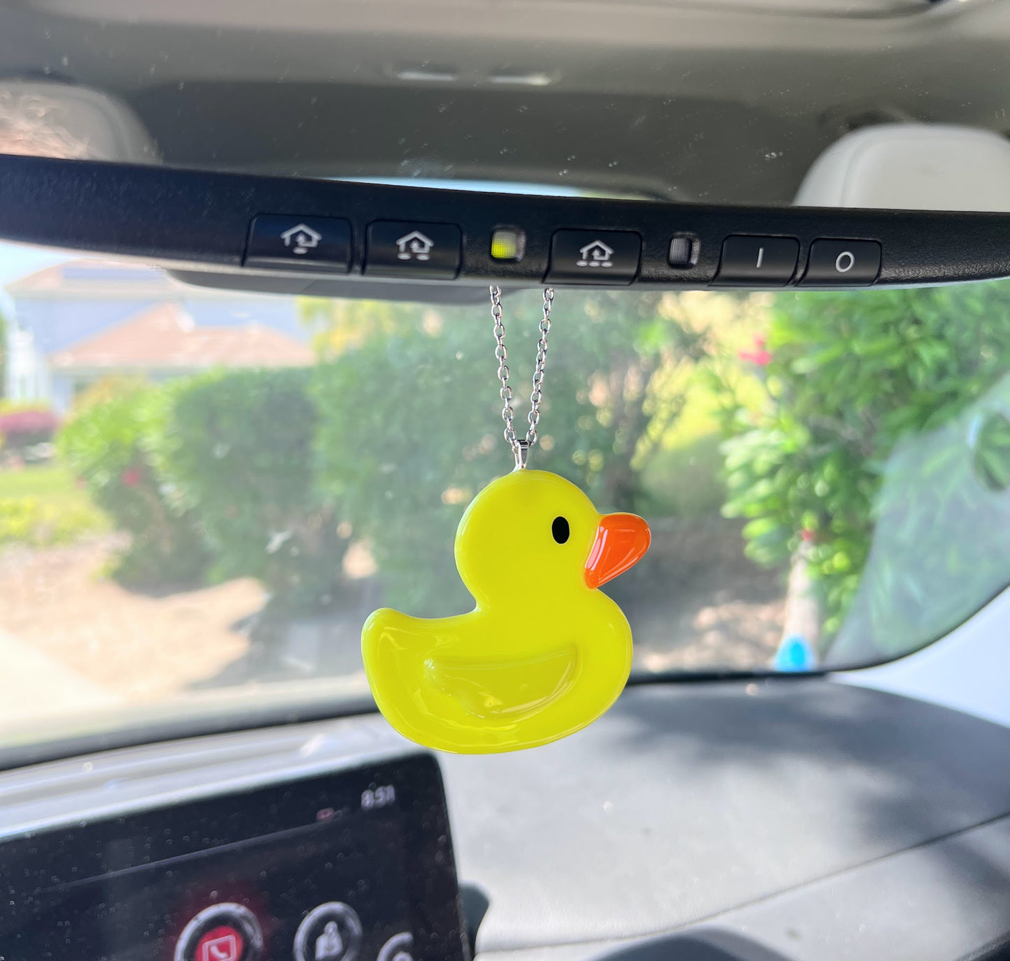 Stained Glass Yellow Rubber Duckie Car Charm! Cute decoration to either hang in your car or to brighten up your home!