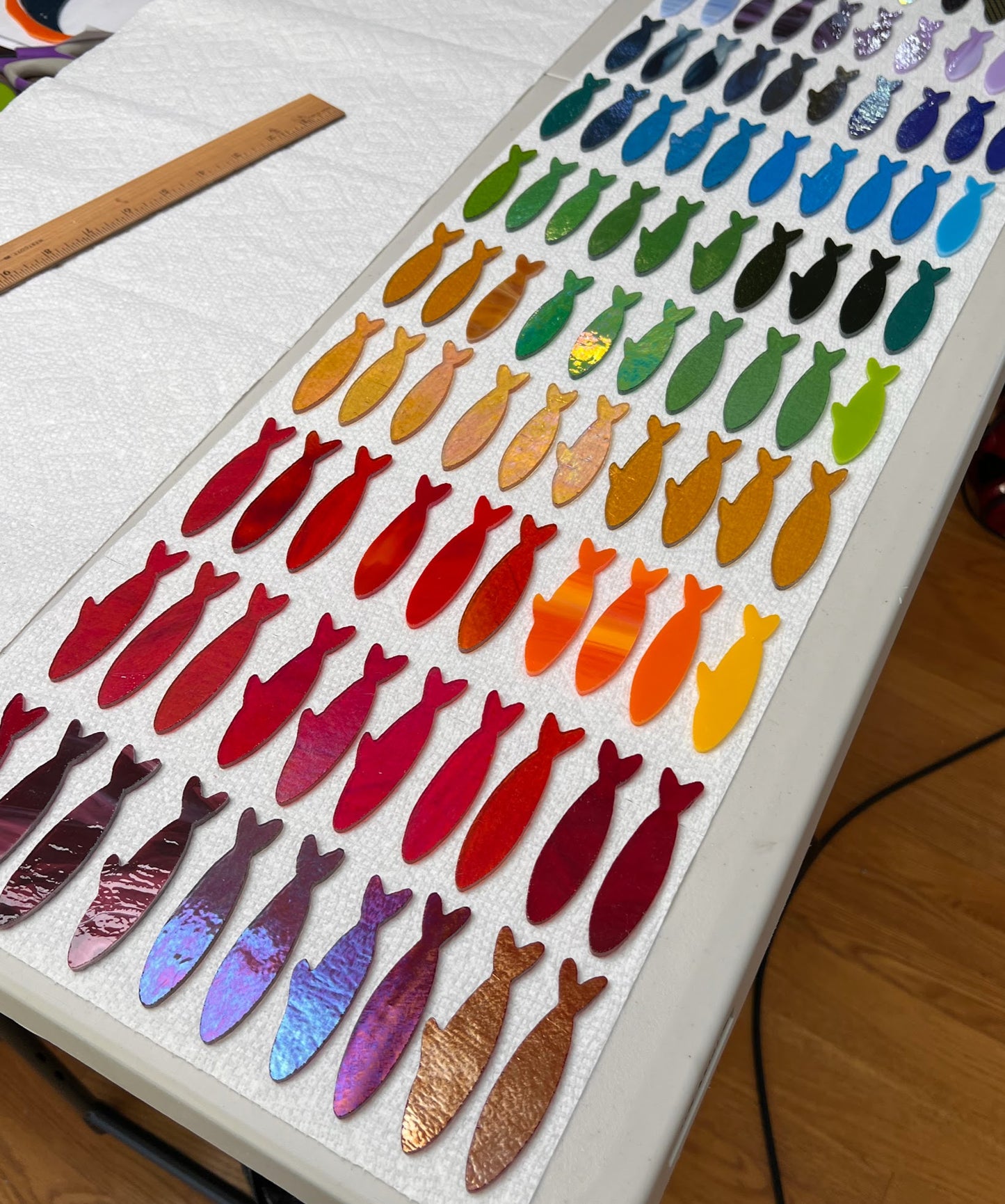 Handmade Stained Glass Sardine Suncatcher– Choose Your Color, Glittery Dichroic or a Mystery! Comes packaged in their own Metal Tin!