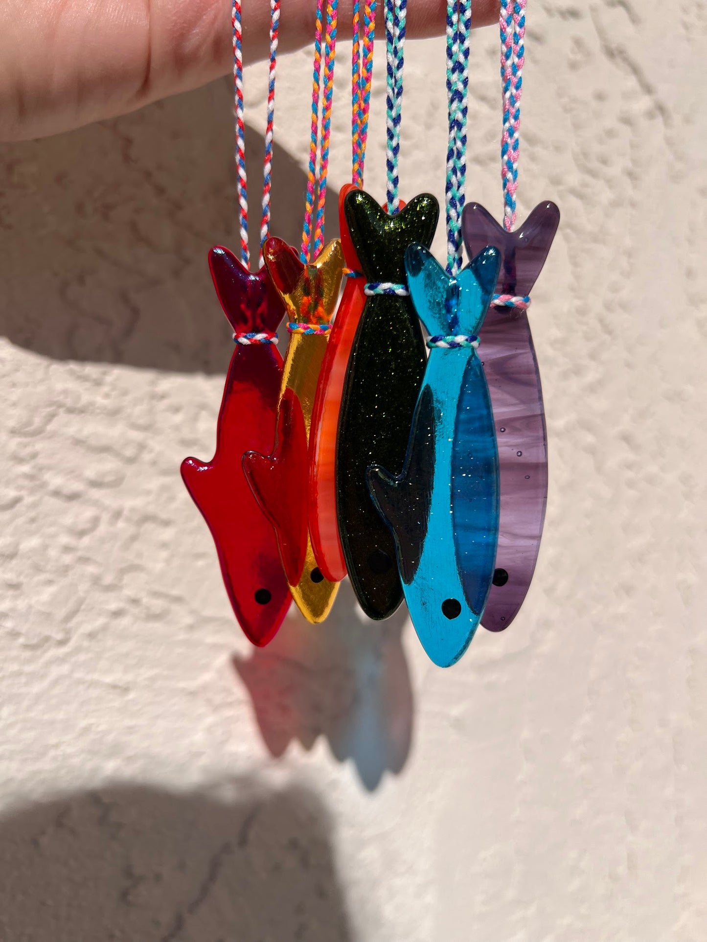 Handmade Stained Glass Sardine Suncatcher– Choose Your Color, Glittery Dichroic or a Mystery! Comes packaged in their own Metal Tin!