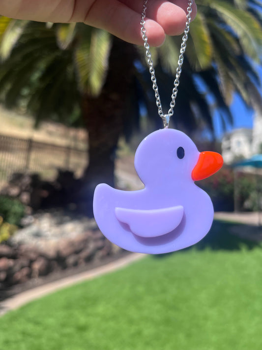 Stained Glass Lavender Rubber Duckie Car Charm! Cute decoration to either hang in your car or to brighten up your home!