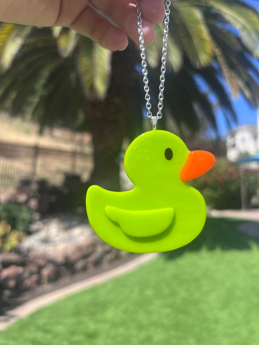 Stained Glass Green Rubber Duckie Car Charm! Cute decoration to either hang in your car or to brighten up your home!