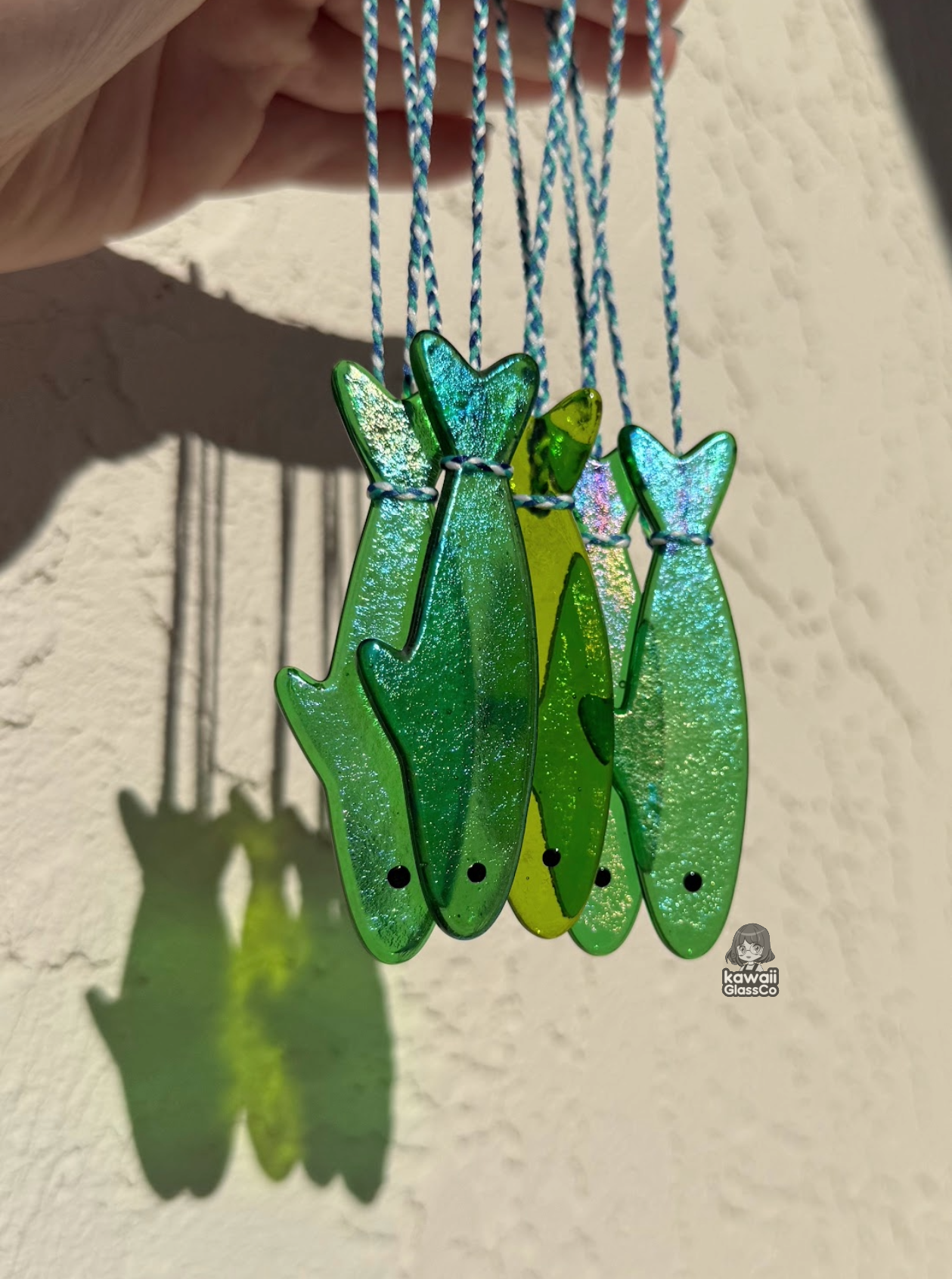 Handmade Stained Glass Sardine Suncatcher– Choose Your Color, Glittery Dichroic or a Mystery! Comes packaged in their own Metal Tin!