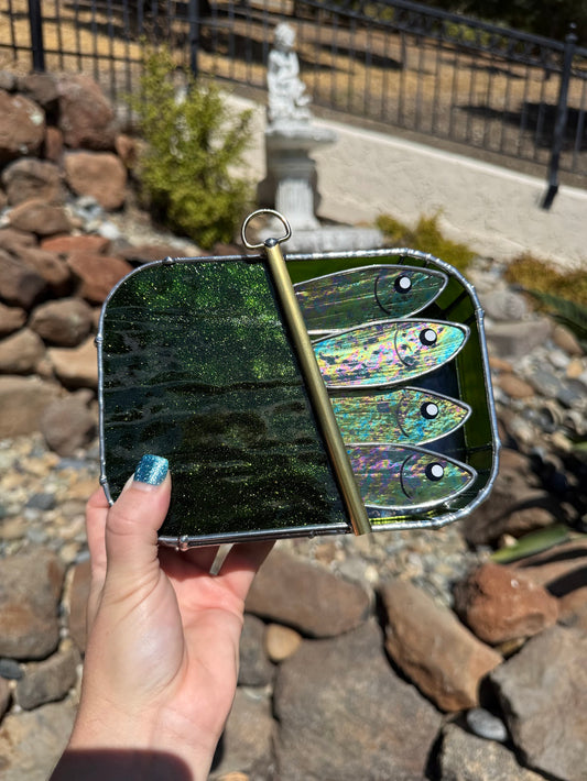 #029 Glittery Green-dine 3D Tinned Sardine Lamp