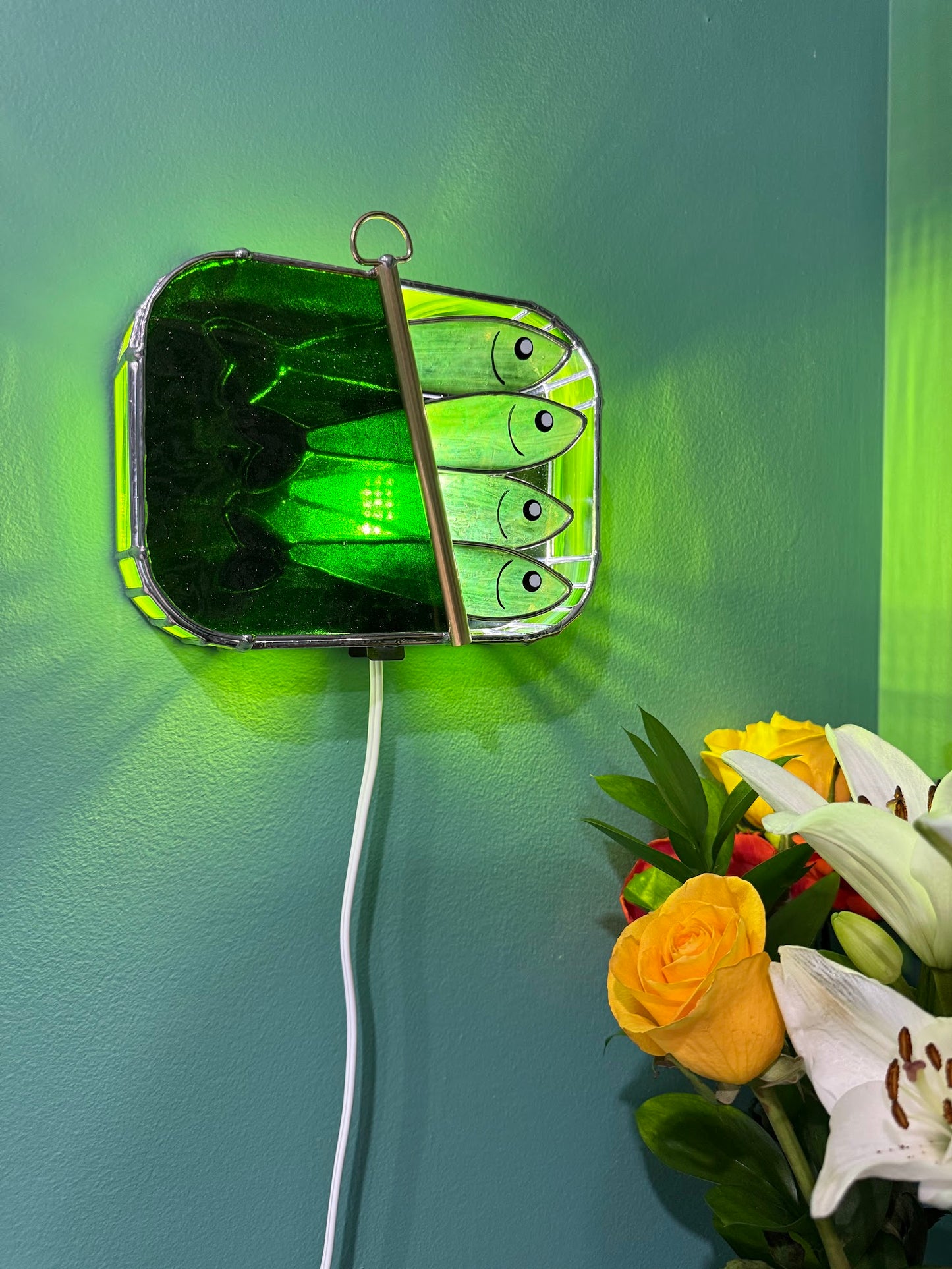 #029 Glittery Green-dine 3D Tinned Sardine Lamp