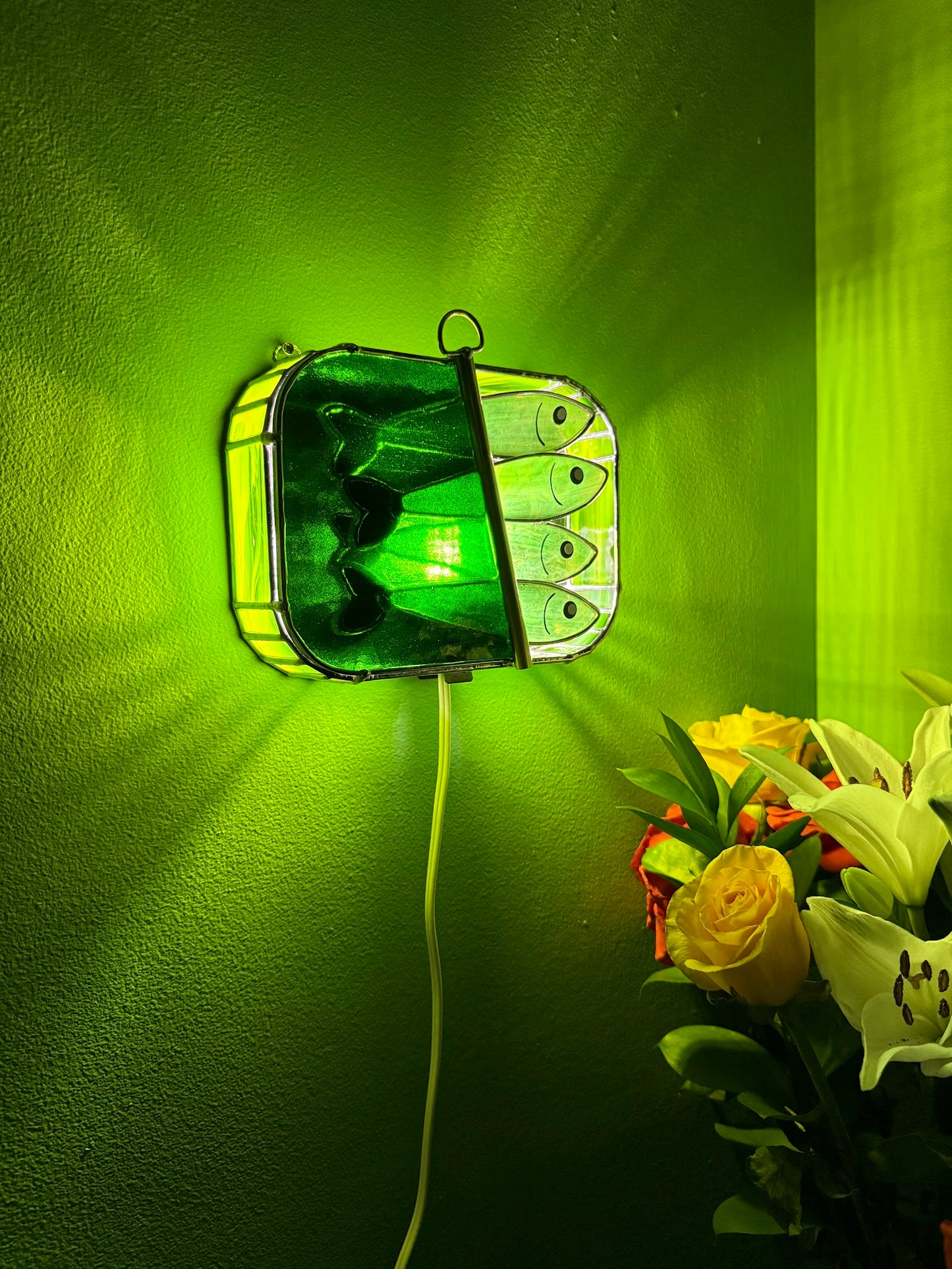 #029 Glittery Green-dine 3D Tinned Sardine Lamp