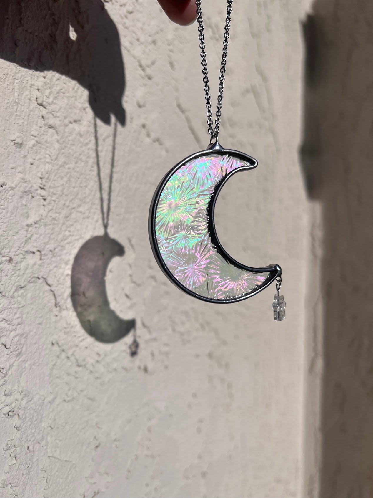 Iridescent Florentine Mini Moon Car Charm! Handmade to Order!