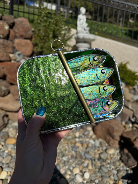#037 Glimmering Green-dine 3D Tinned Sardine Lamp