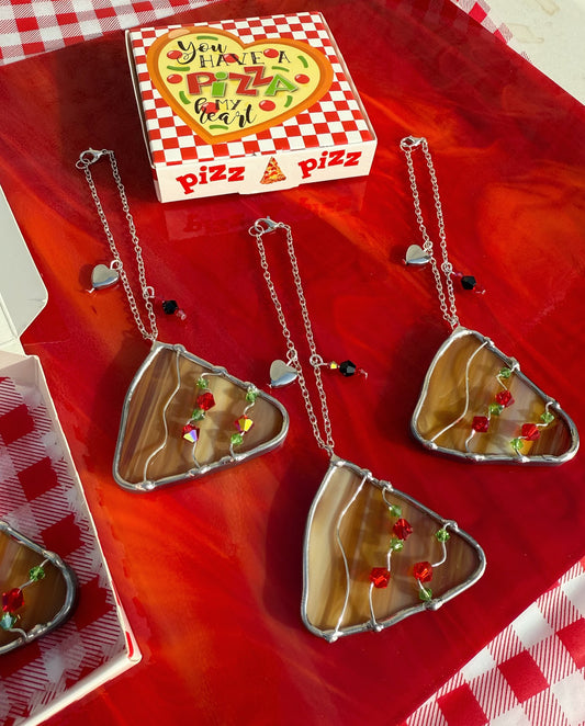 You Have a Pizza My Heart Stained Glass Car Charm!