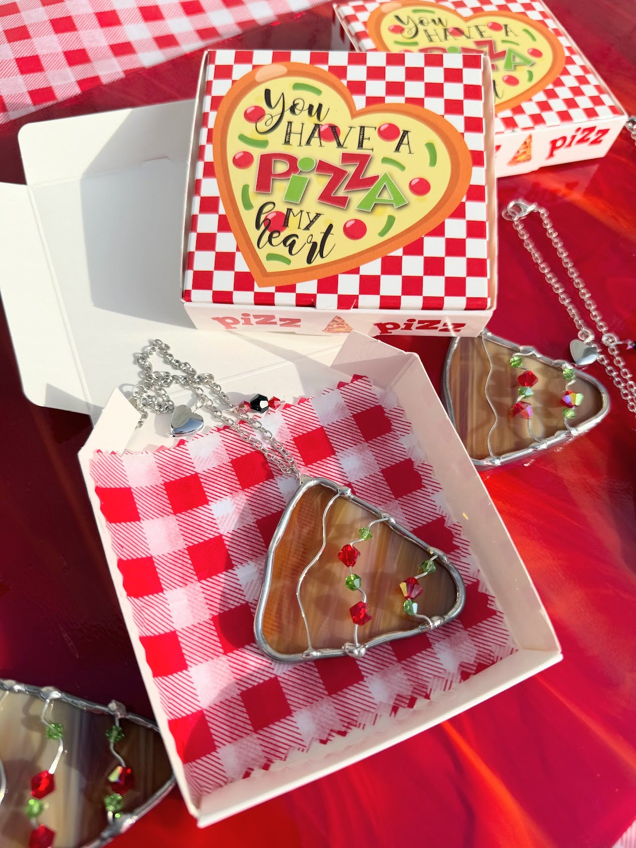 You Have a Pizza My Heart Stained Glass Car Charm!