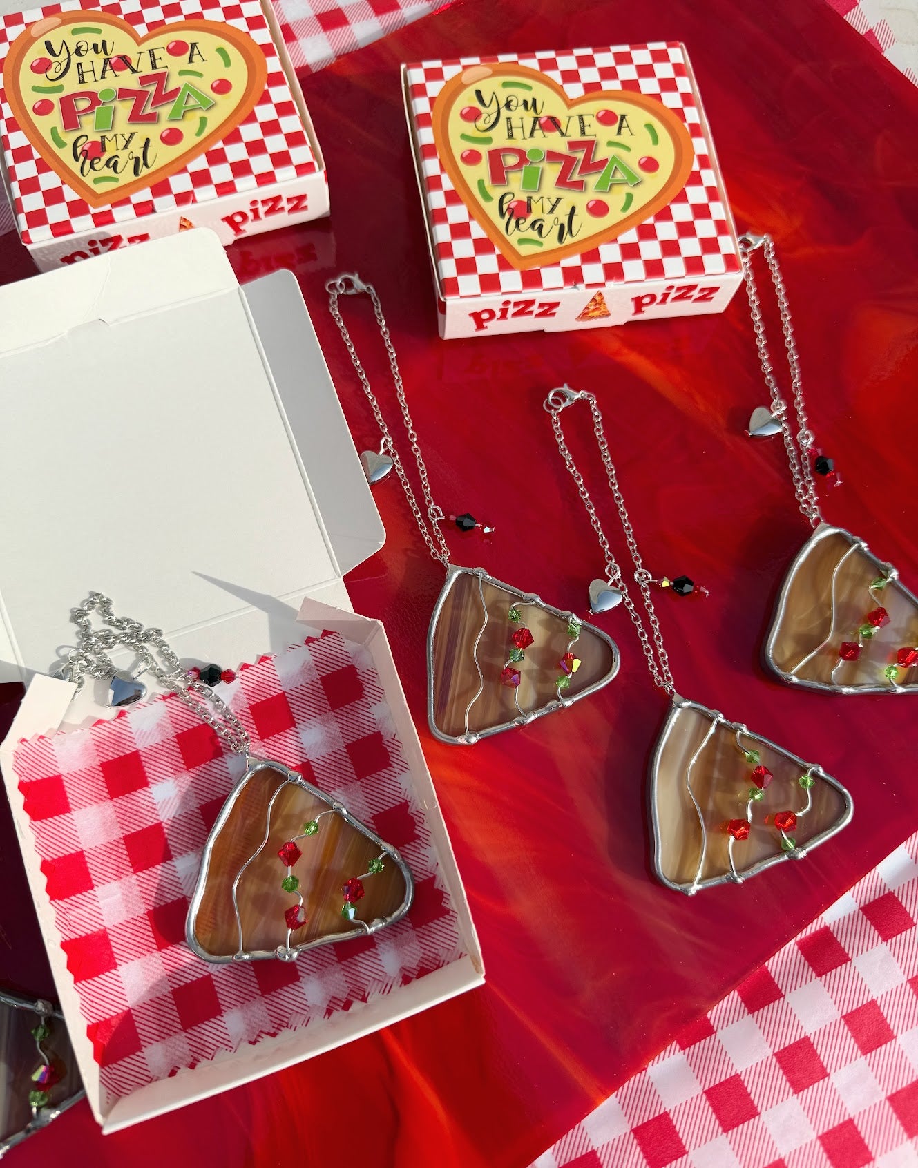 You Have a Pizza My Heart Stained Glass Car Charm!