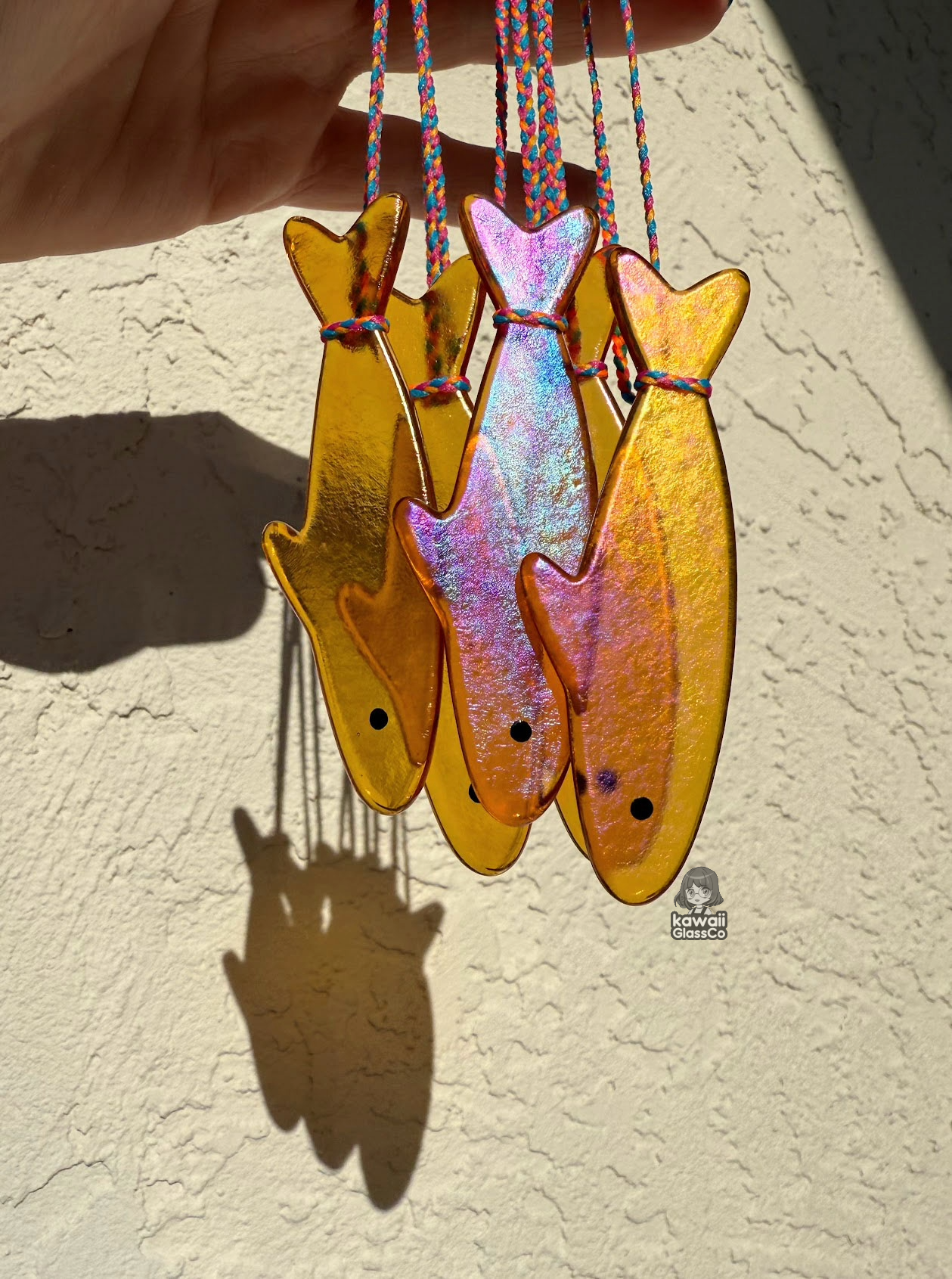 Handmade Stained Glass Sardine Suncatcher– Choose Your Color, Glittery Dichroic or a Mystery! Comes packaged in their own Metal Tin!