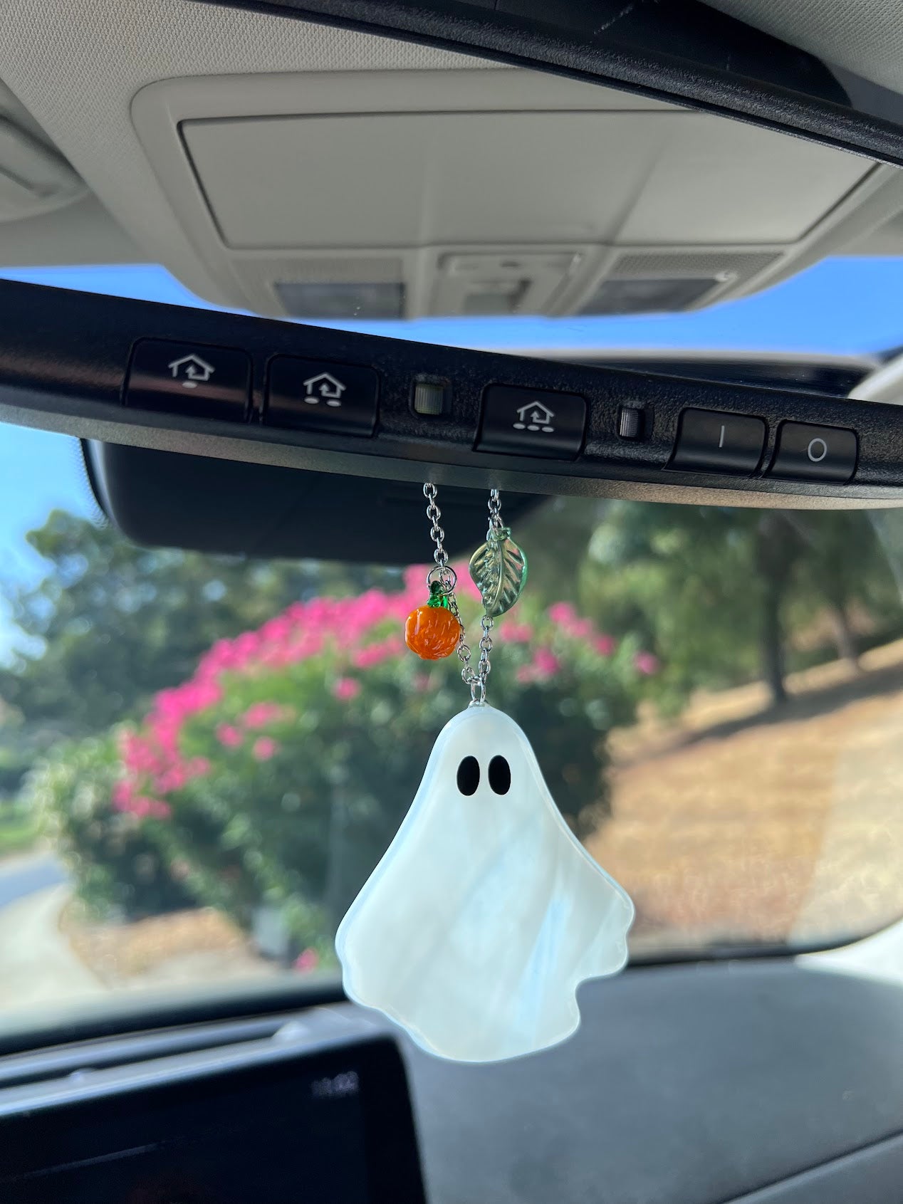 Stained Glass Wispy White Ghost Car Charm!