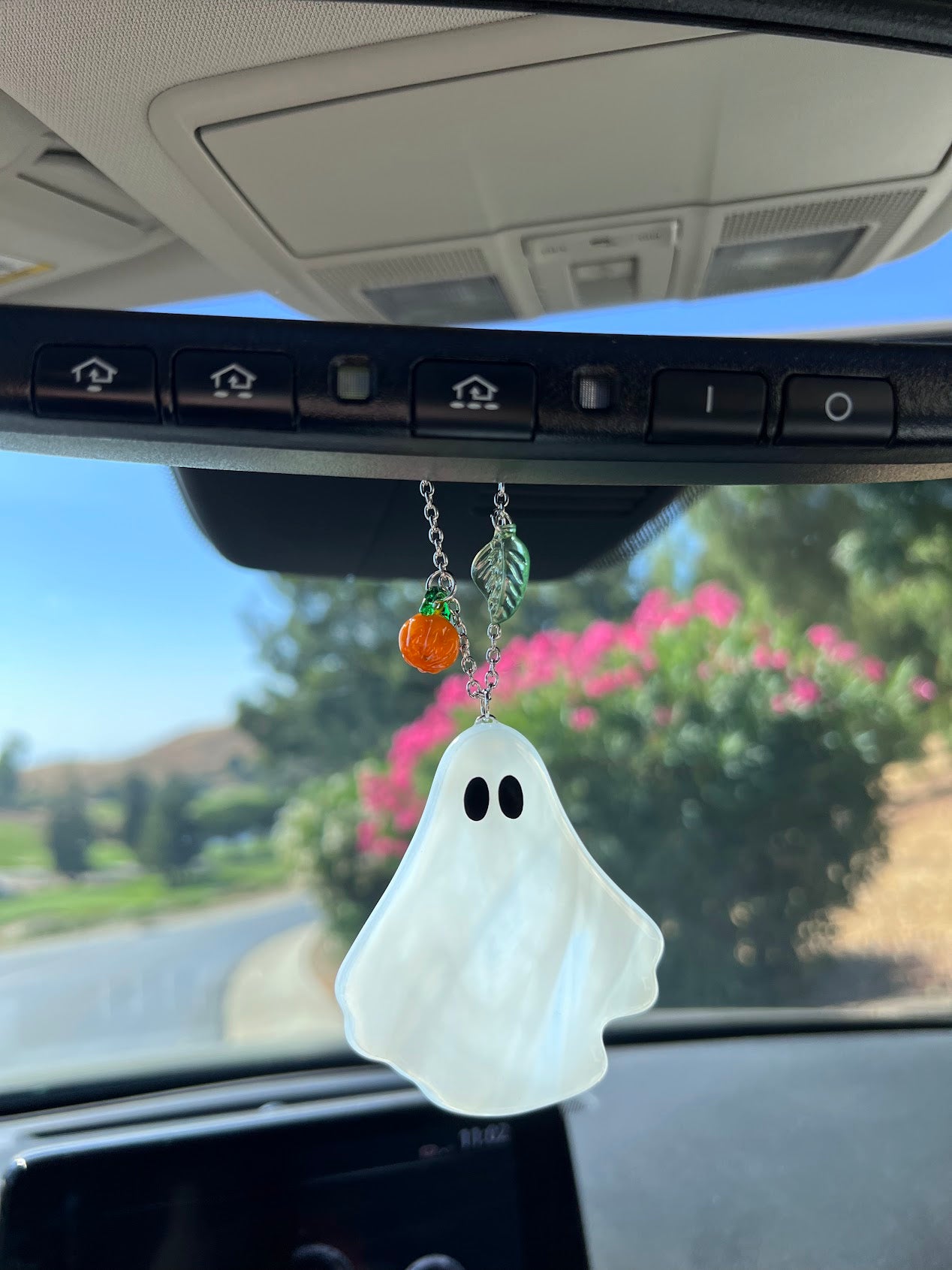 Stained Glass Wispy White Ghost Car Charm!