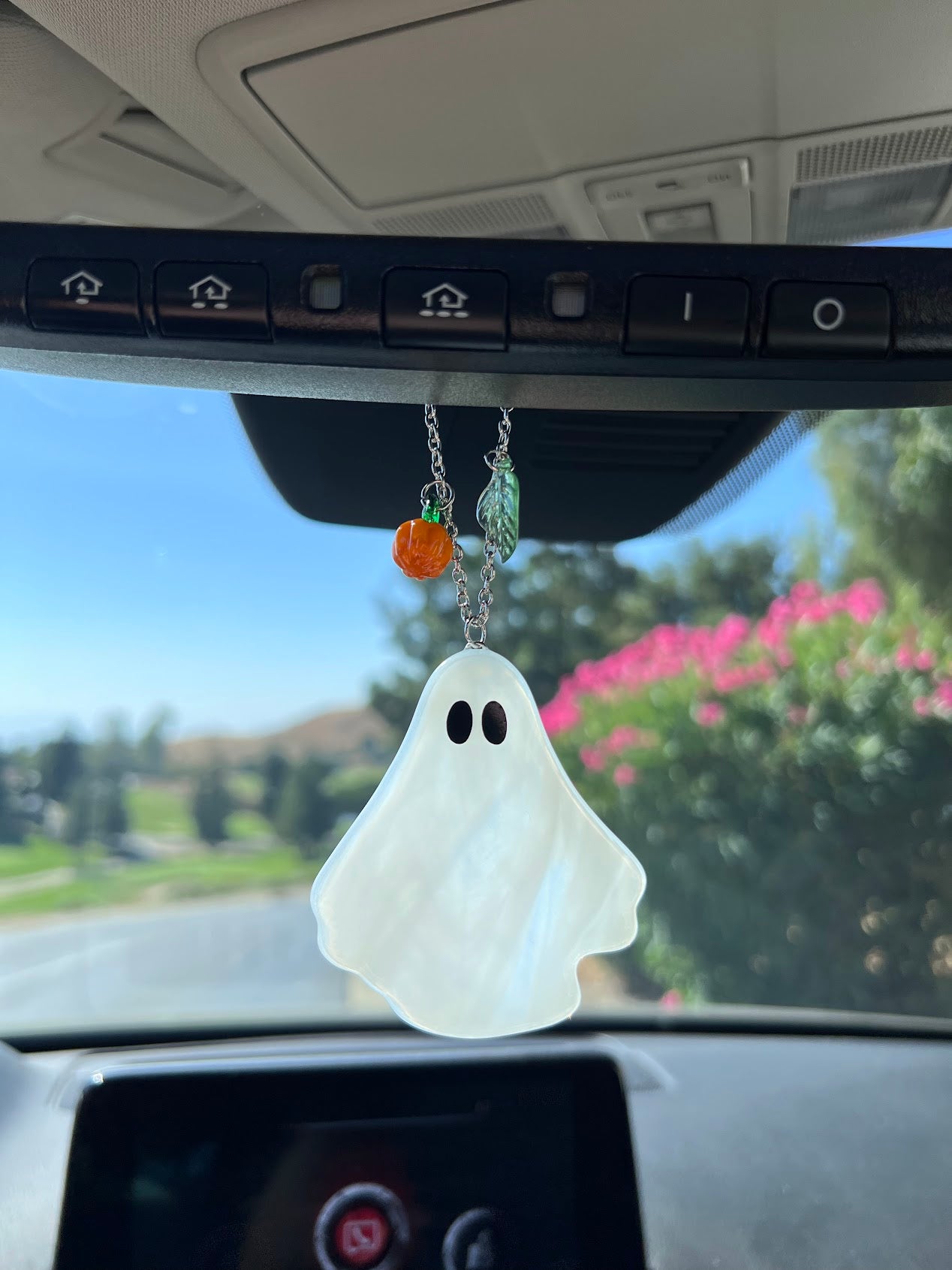 Stained Glass Wispy White Ghost Car Charm!