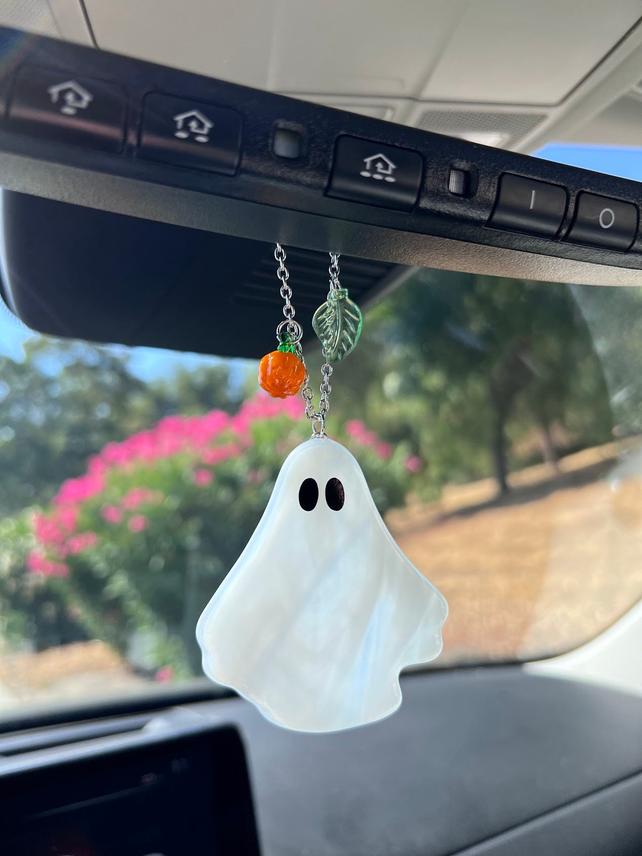 Stained Glass Wispy White Ghost Car Charm!