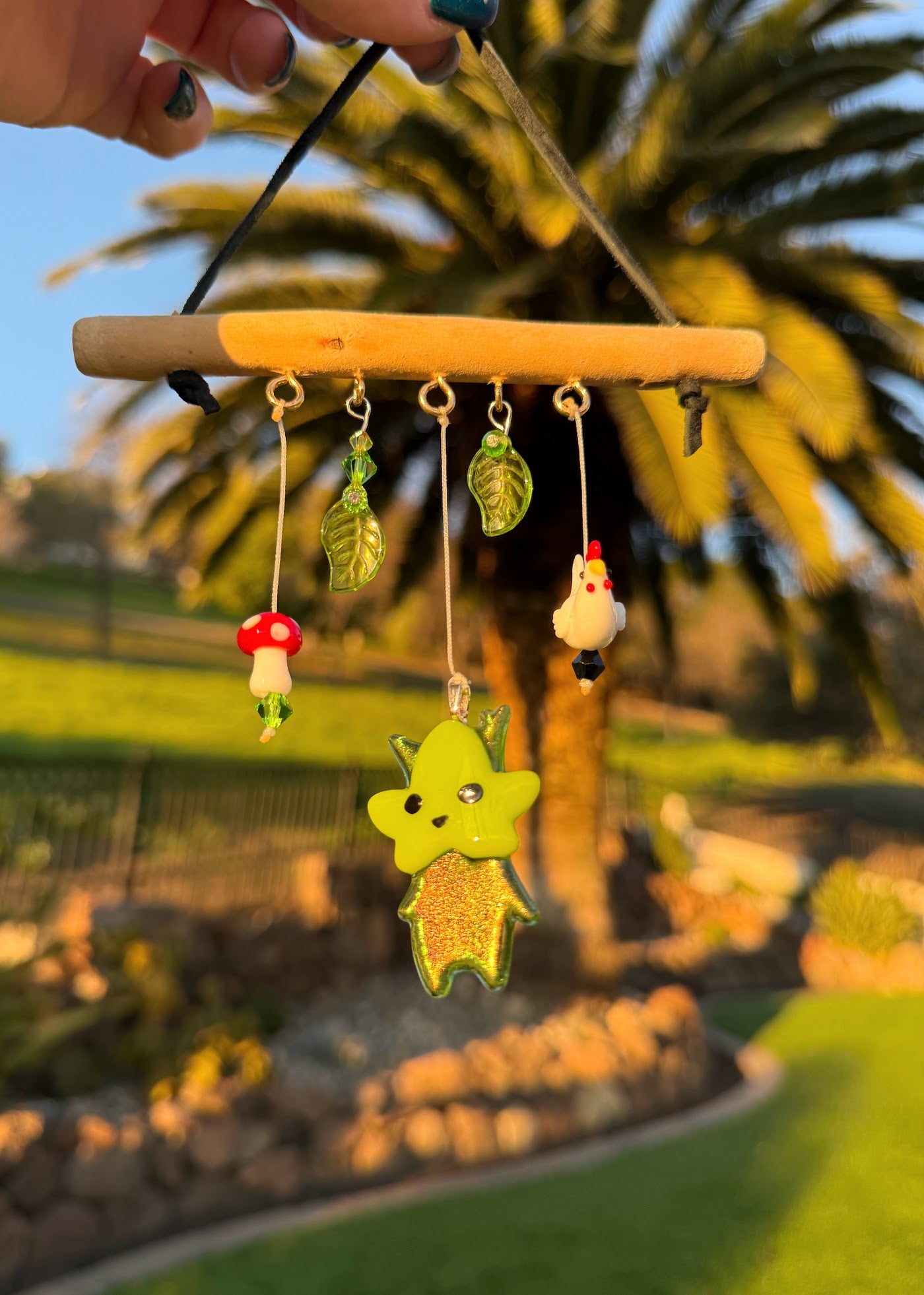 Stained Glass Korok Inspired Sun Catcher, Handmade Glass Hanging Art