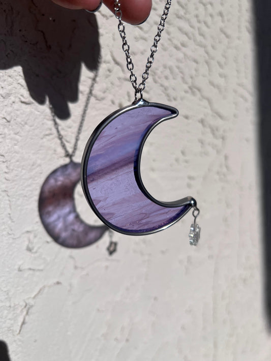 Wispy Lavender Mini Moon Car Charm