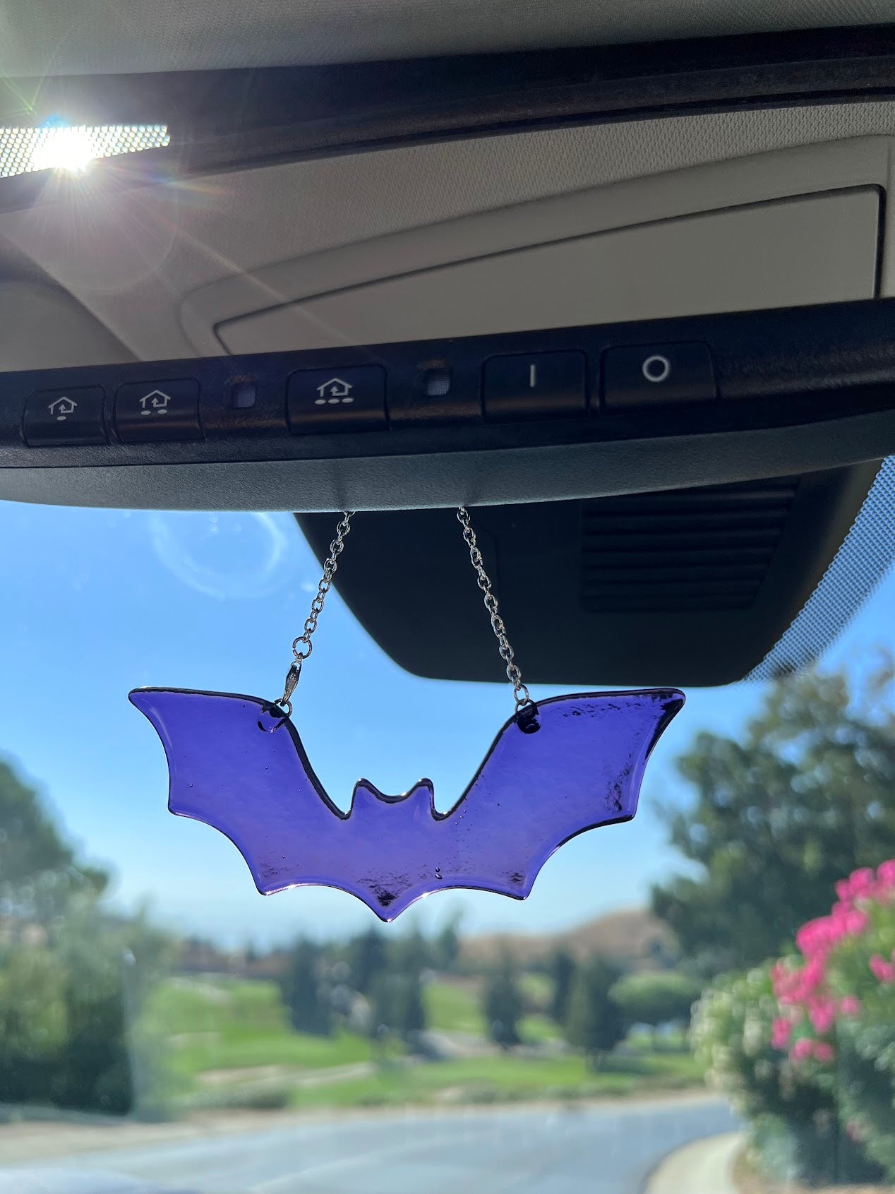 Stained Glass Deep Purple Bat Car Charm!