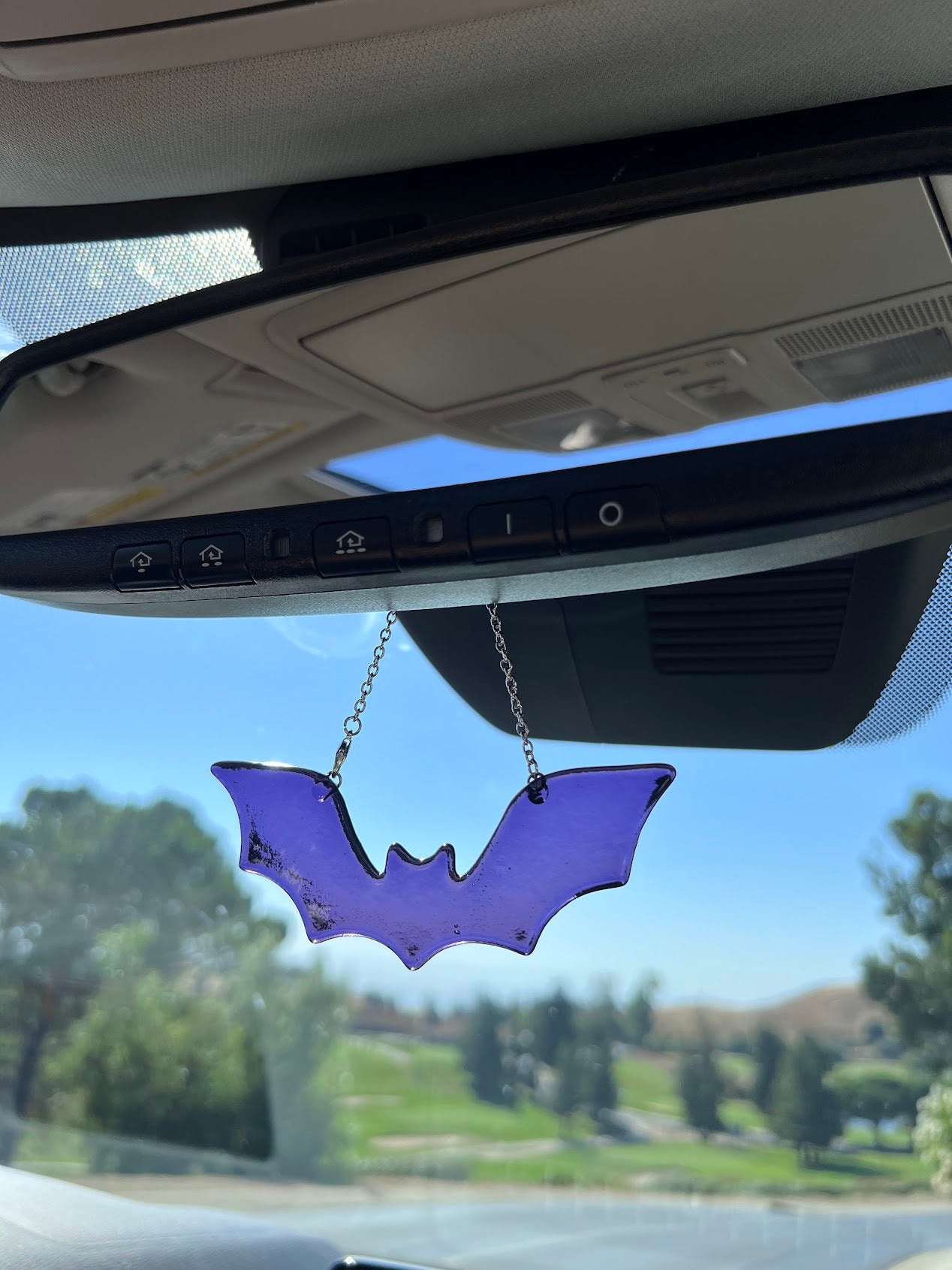 Stained Glass Deep Purple Bat Car Charm!