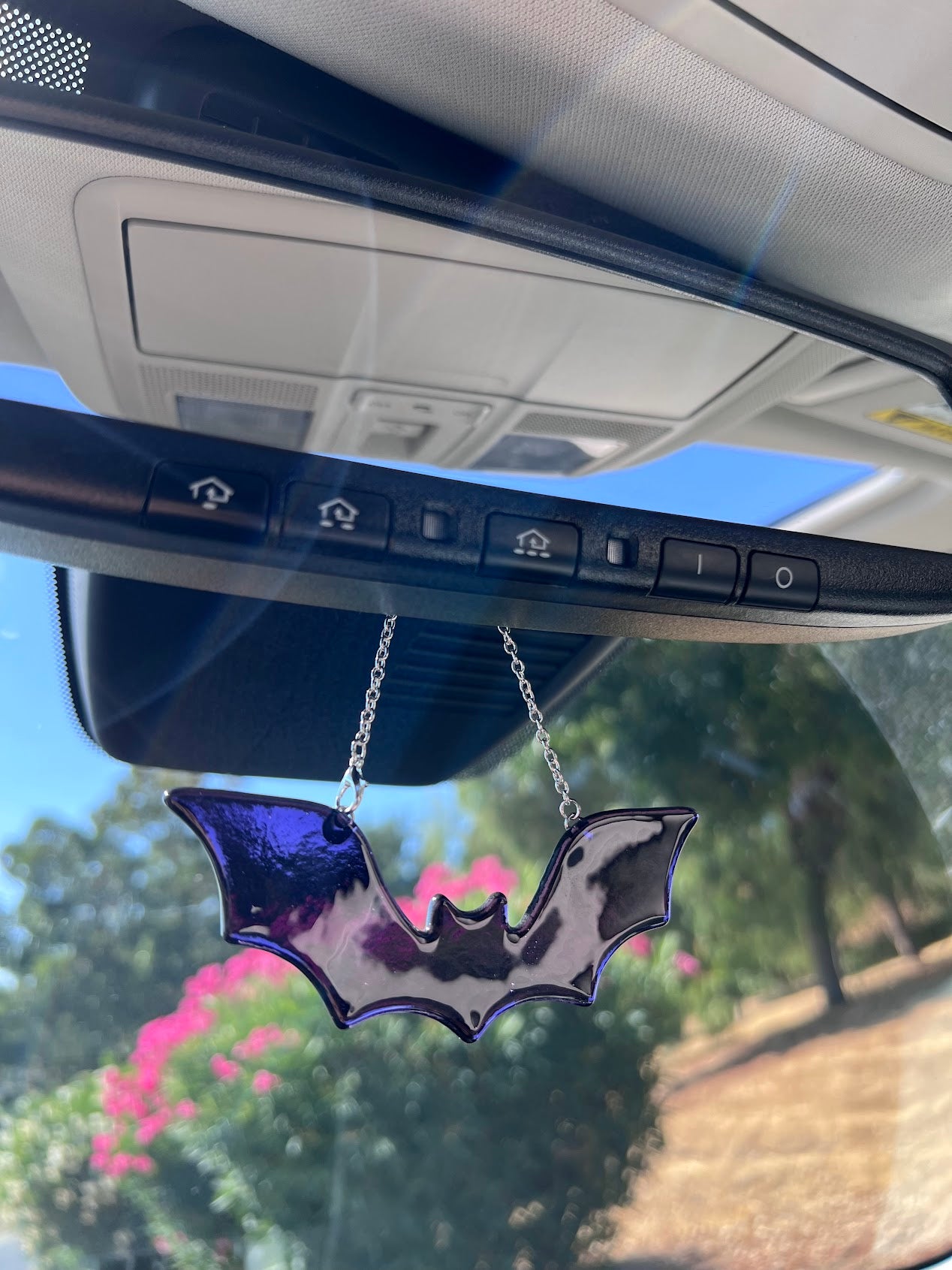 Stained Glass Deep Purple Bat Car Charm!