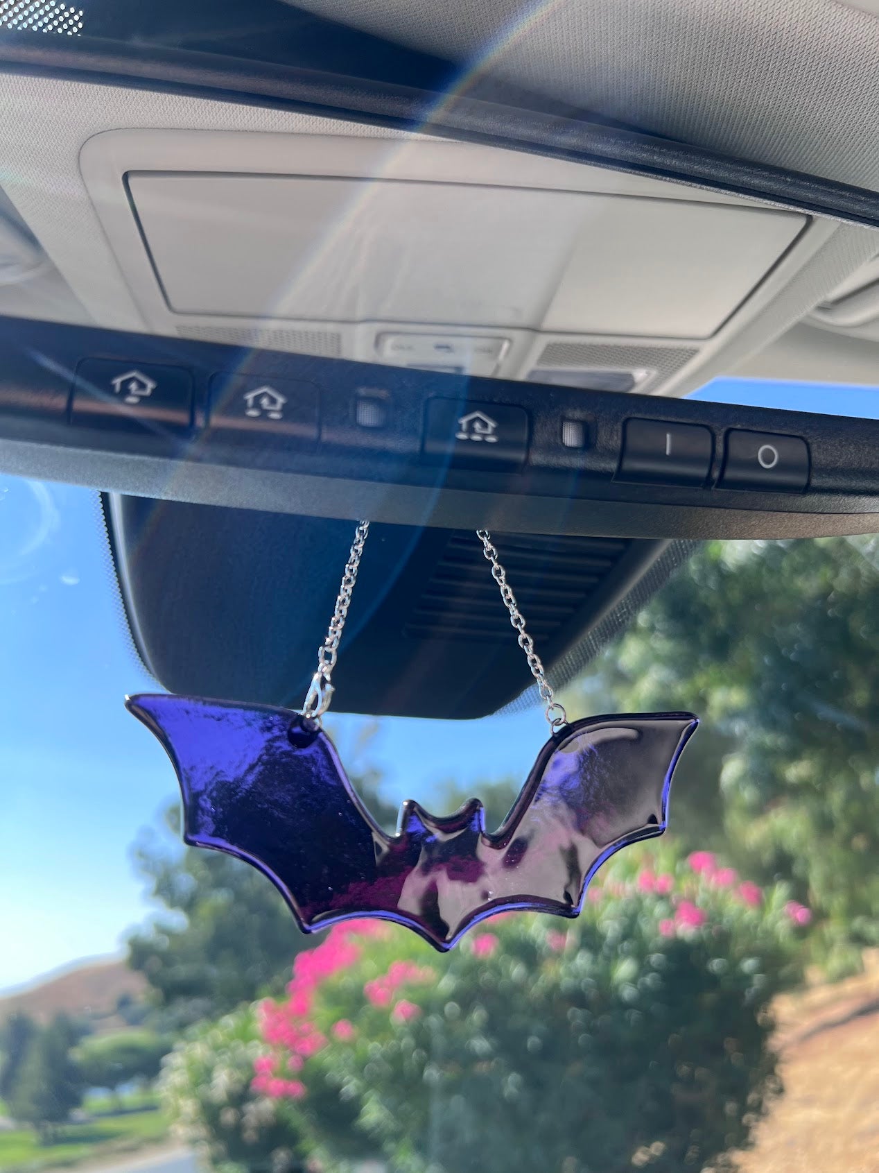 Stained Glass Deep Purple Bat Car Charm!