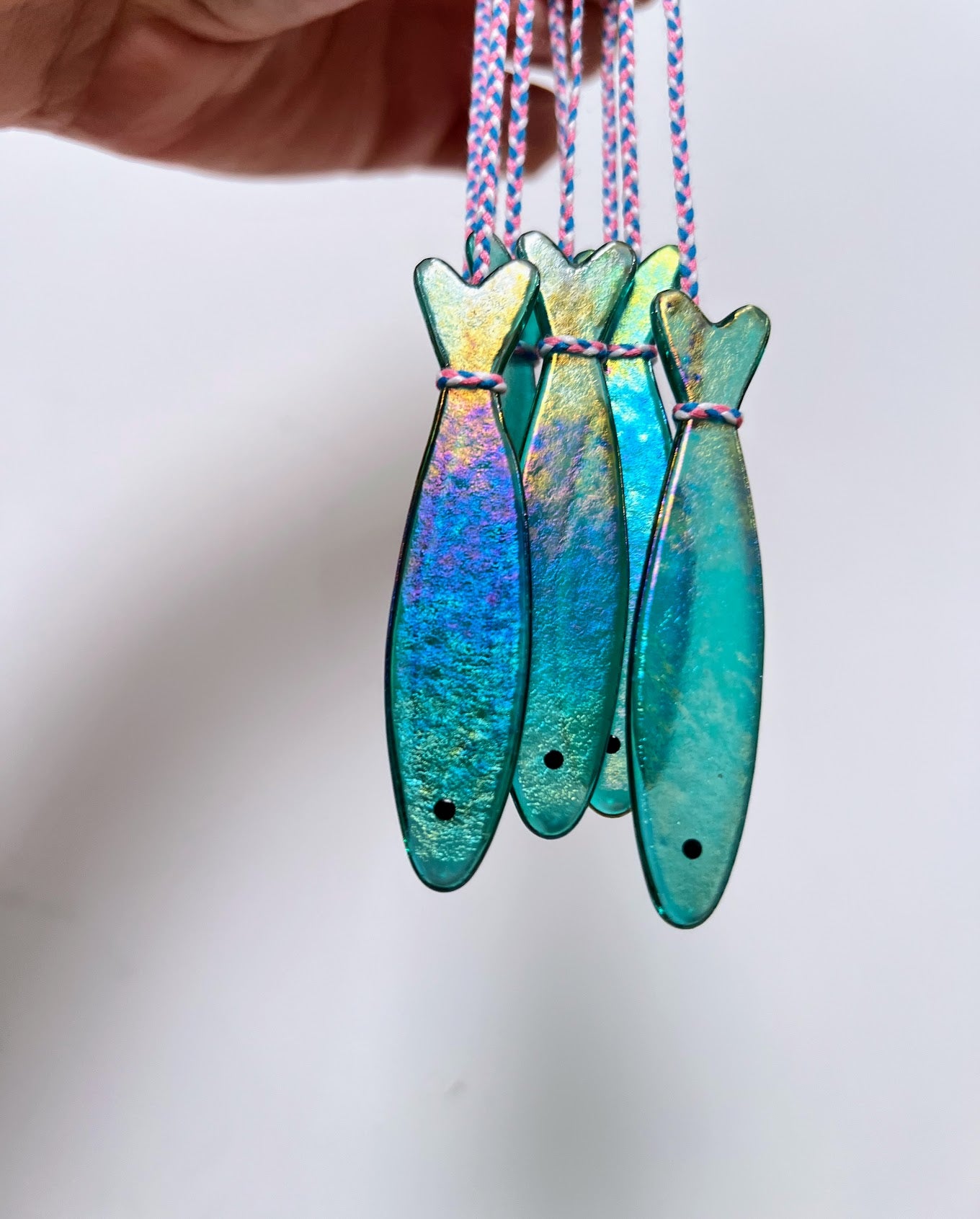 Handmade Stained Glass Sardine Suncatcher– Choose Your Color, Glittery Dichroic or a Mystery! Comes packaged in their own Metal Tin!