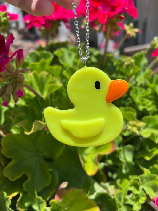 Stained Glass Yellow Rubber Duckie Car Charm! Cute decoration to either hang in your car or to brighten up your home!